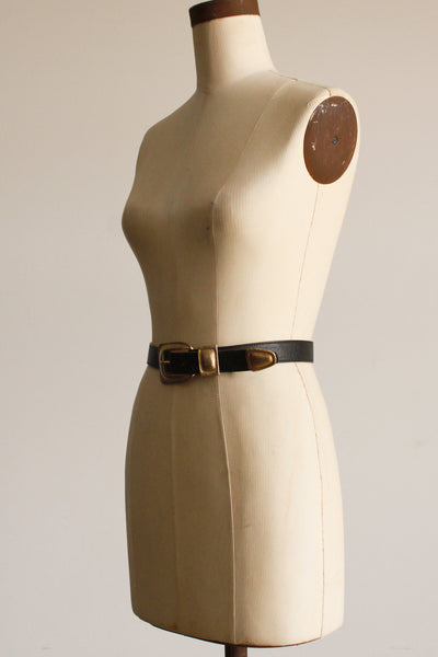 1990s Gold Bucked Leather Belt