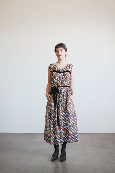 1990s Comme des Garcons Navy Polka Dot Dress