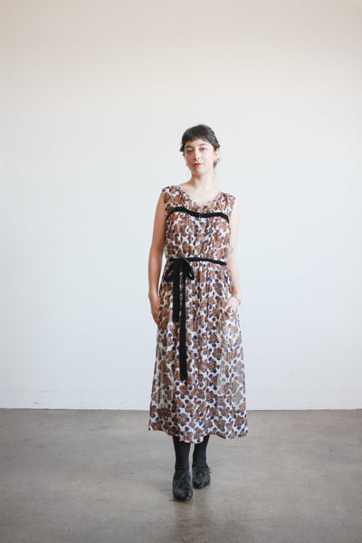 1990s Comme des Garcons Navy Polka Dot Dress