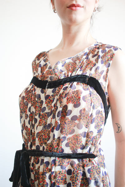 1990s Comme des Garcons Navy Polka Dot Dress