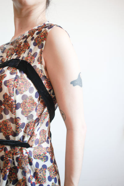 1990s Comme des Garcons Navy Polka Dot Dress