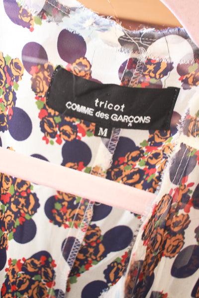 1990s Comme des Garcons Navy Polka Dot Dress