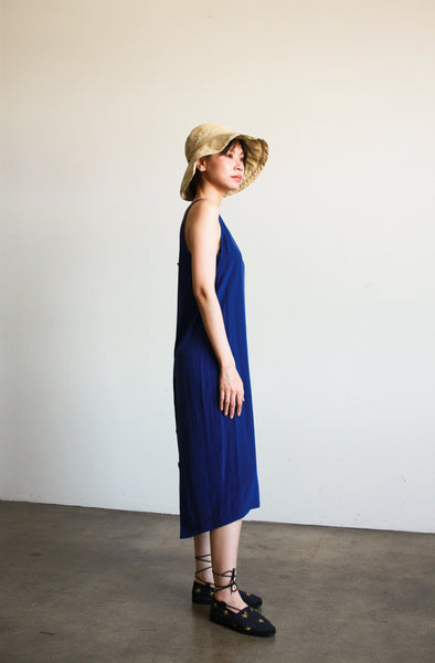 1980s Electric Blue Silk Sleeveless Dress