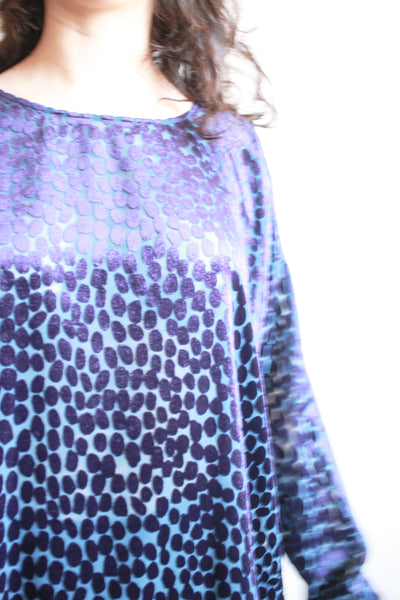 1990s Junya Watanabe Violet Velvet Burnout Tunic