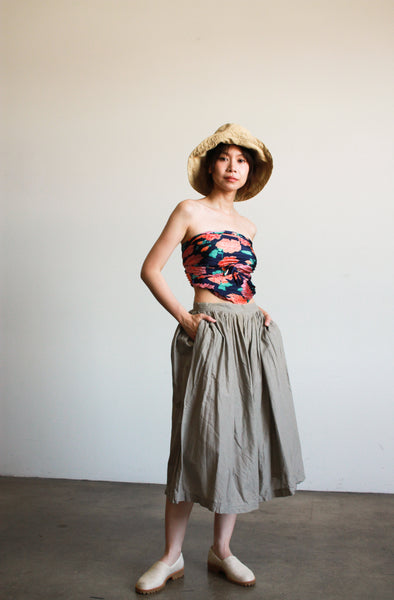 1990s Esprit Stone Cotton Midi Skirt