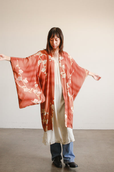 1950s Sienna Brown Reversible Silk Kimono