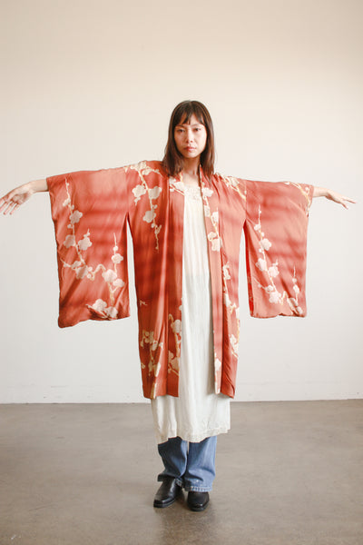 1950s Sienna Brown Reversible Silk Kimono