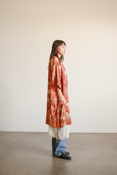 1950s Sienna Brown Reversible Silk Kimono