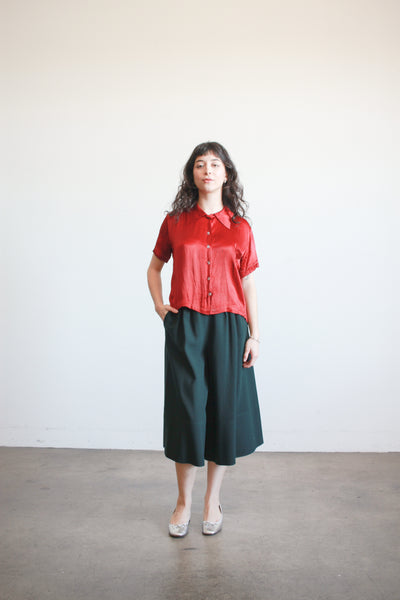 1970s Jean Muir Forest Green Wool Culottes