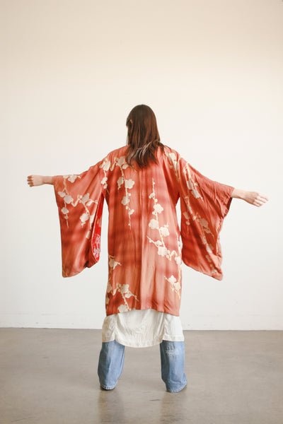 1950s Sienna Brown Reversible Silk Kimono