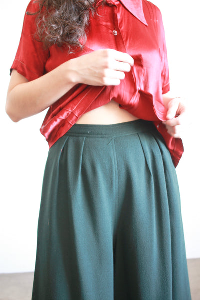 1970s Jean Muir Forest Green Wool Culottes