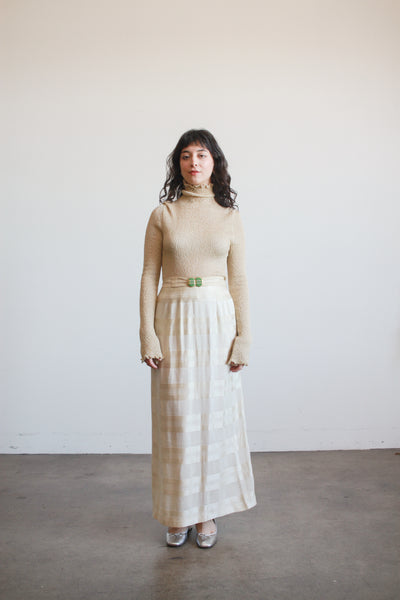 1910s Antique Silk Striped Long Skirt