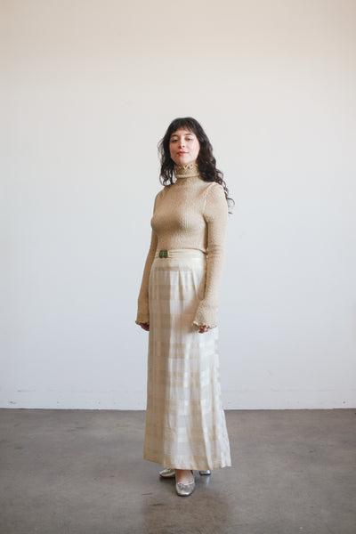 1910s Antique Silk Striped Long Skirt