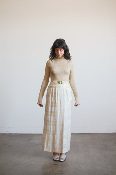 1910s Antique Silk Striped Long Skirt