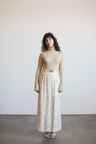 1910s Antique Silk Striped Long Skirt