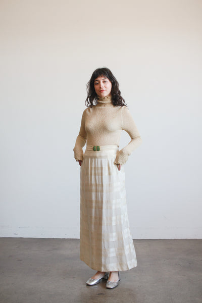 1910s Antique Silk Striped Long Skirt