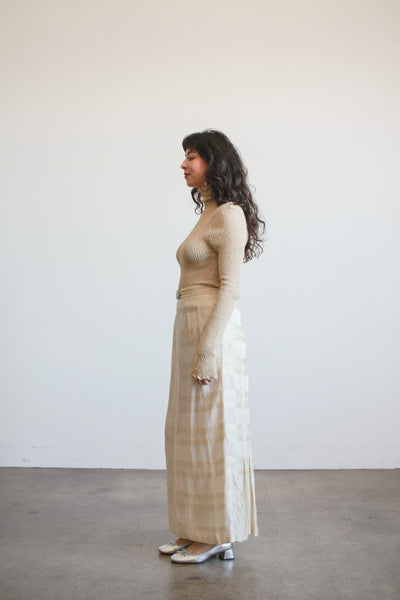 1910s Antique Silk Striped Long Skirt