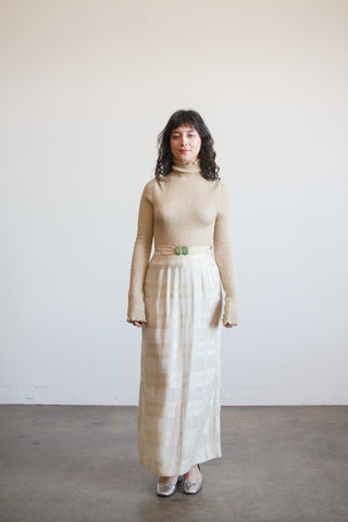 1910s Antique Silk Striped Long Skirt