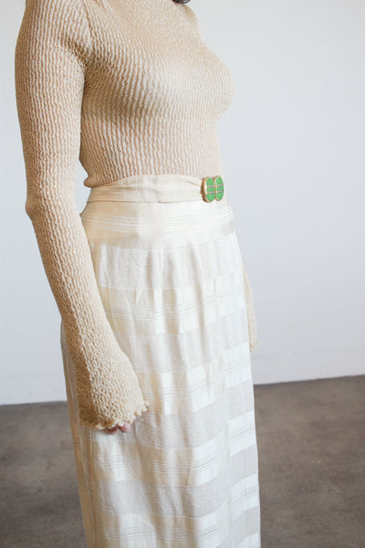 1910s Antique Silk Striped Long Skirt