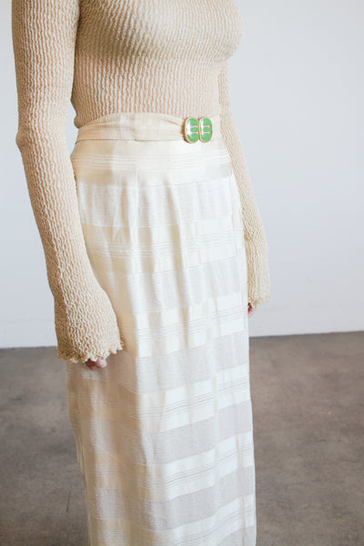 1910s Antique Silk Striped Long Skirt