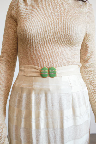 1910s Antique Silk Striped Long Skirt