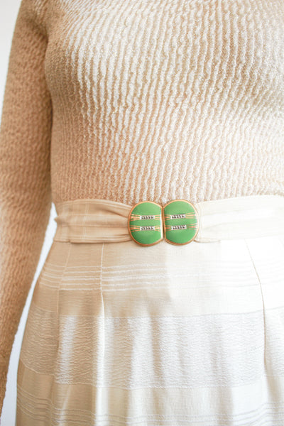 1910s Antique Silk Striped Long Skirt