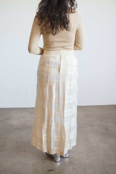 1910s Antique Silk Striped Long Skirt