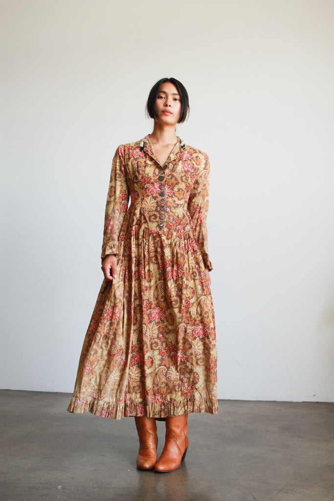 Antique Turkey Calico Print Cotton Dress Antique Turkey Calico Print Cotton Dress