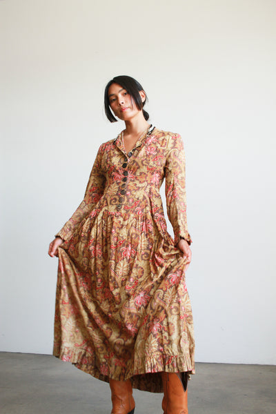 Antique Turkey Calico Print Cotton Dress