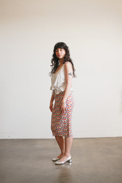 1980s Pleats Please Floral Pleated Midi Skirt