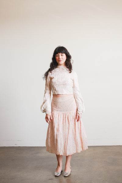 1900s Cream Linen Crochet Blouse