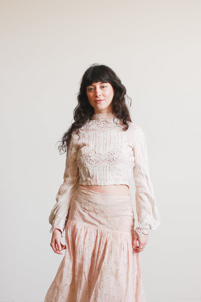 1900s Cream Linen Crochet Blouse