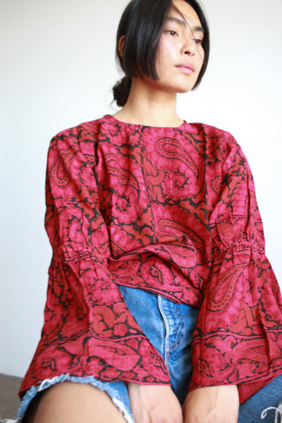 1970s Deadstock Indian Paisley Print Cotton Tunic