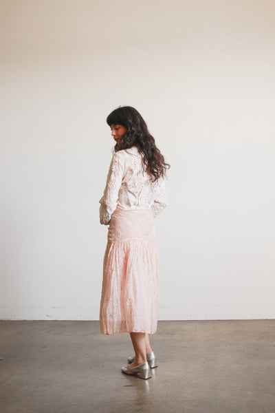 1950s Blush Organza Daisy Print Skirt