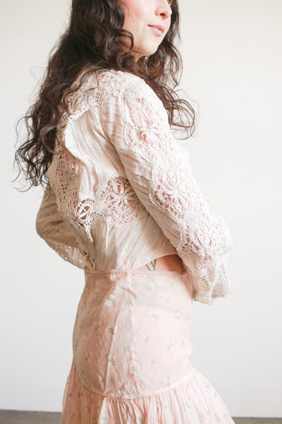 1900s Cream Linen Crochet Blouse