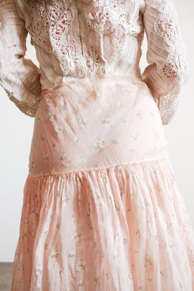 1950s Blush Organza Daisy Print Skirt