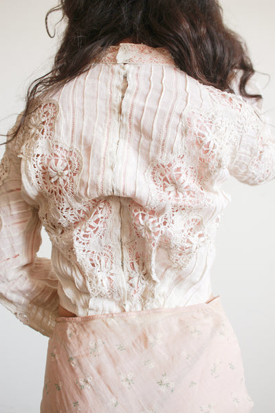 1900s Cream Linen Crochet Blouse