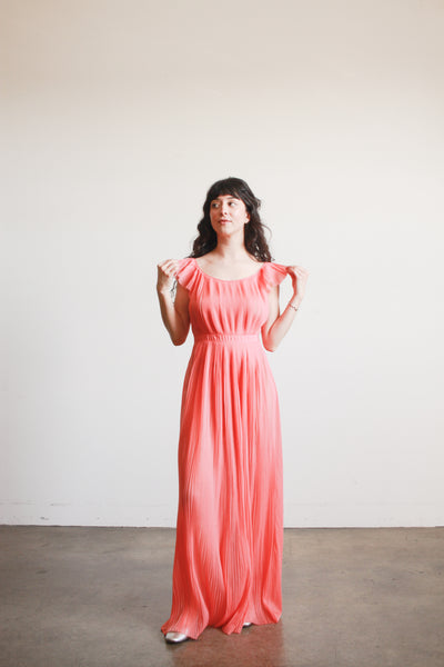 1950s Vanity Fair Coral Pleated Nightgown