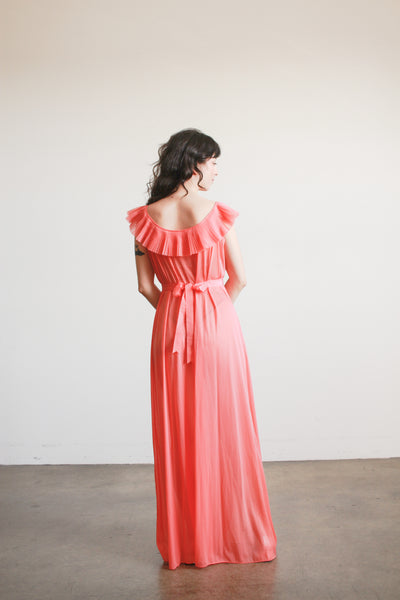 1950s Vanity Fair Coral Pleated Nightgown