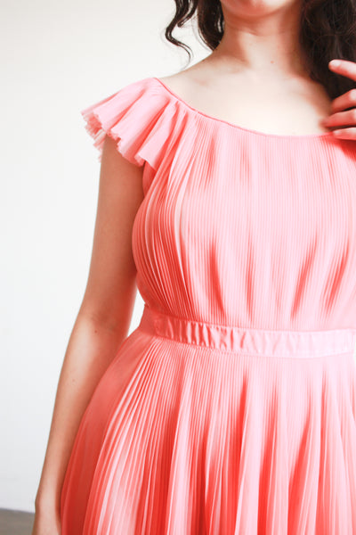 1950s Vanity Fair Coral Pleated Nightgown