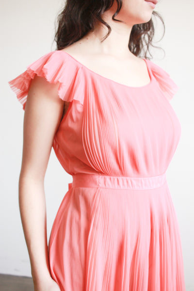1950s Vanity Fair Coral Pleated Nightgown