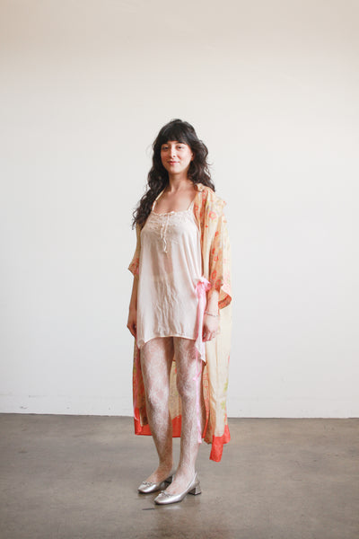 1920s Pongee Silk Japanese Print Kimono