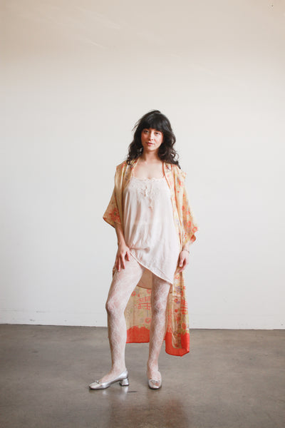 1920s Pongee Silk Japanese Print Kimono
