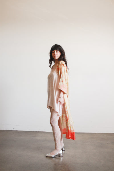 1920s Pongee Silk Japanese Print Kimono