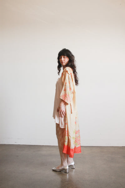 1920s Pongee Silk Japanese Print Kimono