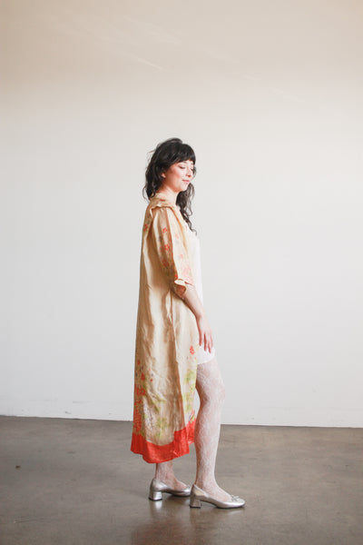 1920s Pongee Silk Japanese Print Kimono