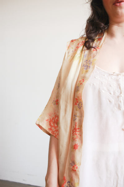 1920s Pongee Silk Japanese Print Kimono