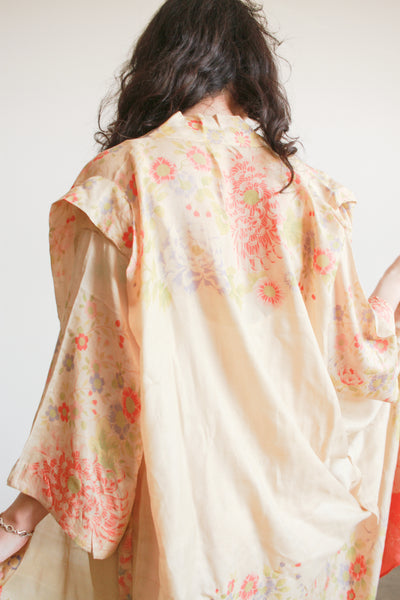 1920s Pongee Silk Japanese Print Kimono