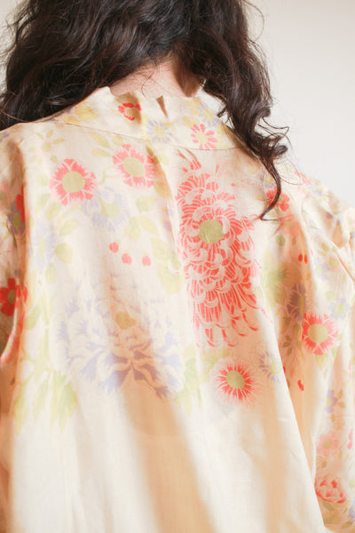 1920s Pongee Silk Japanese Print Kimono