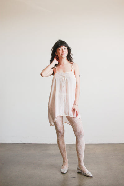 1920s Ballet Pink Silk Swiss Dot Camisole